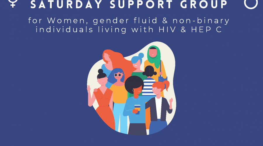 Saturday Women/gender fluid/non-binary HIV/Hep C Support Group graphic for sharing